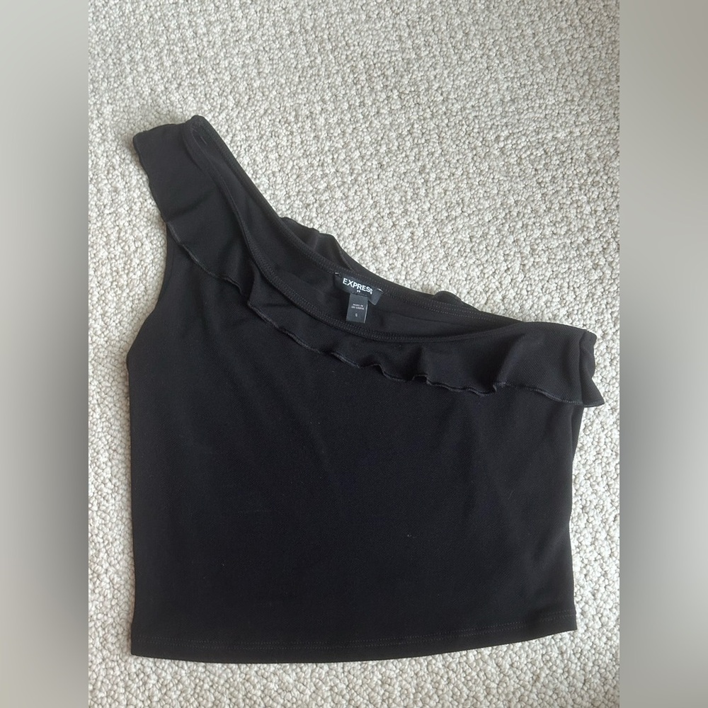 Express Elegant Black Ruffle Top